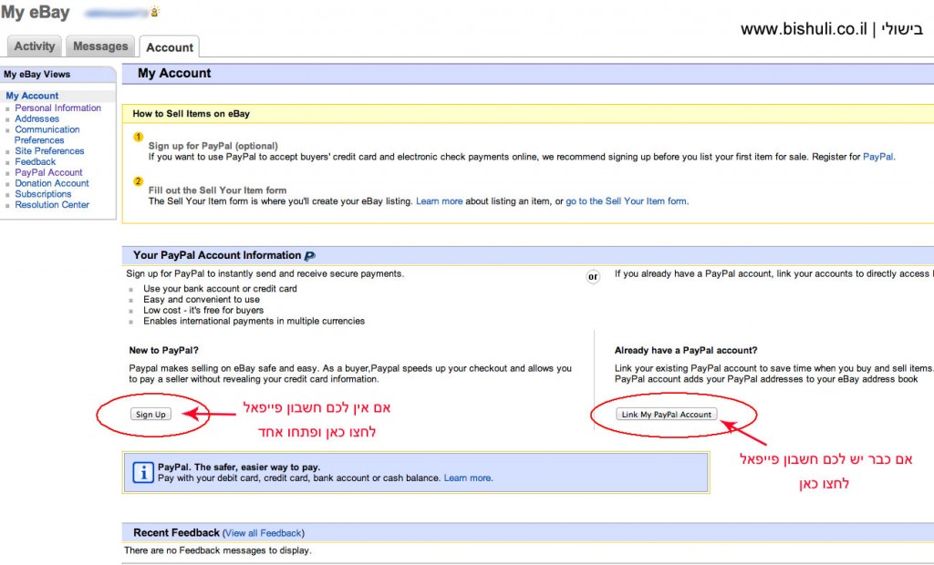 setting up paypal in ebay